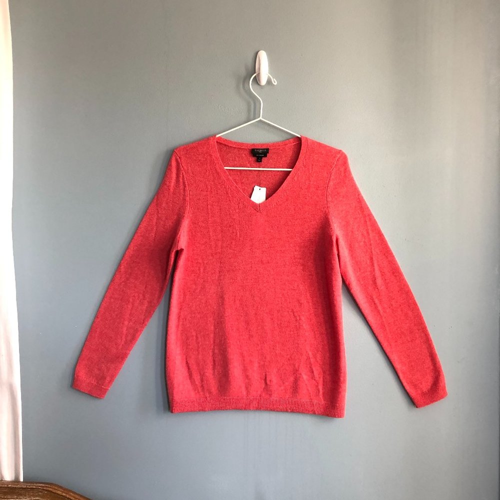 NWT Talbots Pink V neck 100% Cashmere sweater